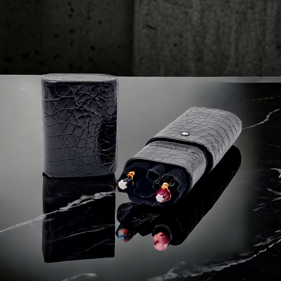 Montblanc Florentine Croc Pen Pouch Black