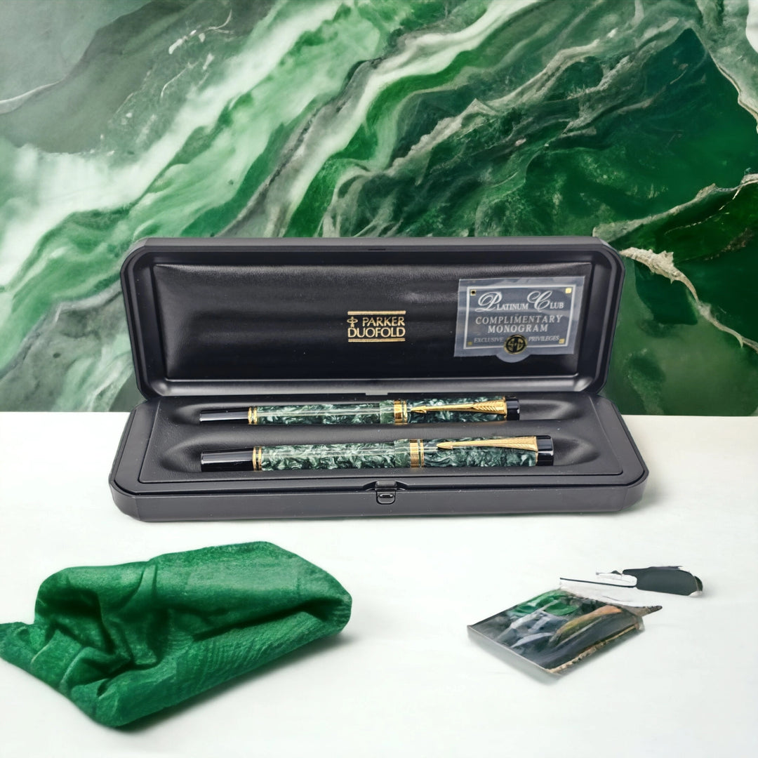 Parker Duofold MK I Green Marble Rollerball Pen