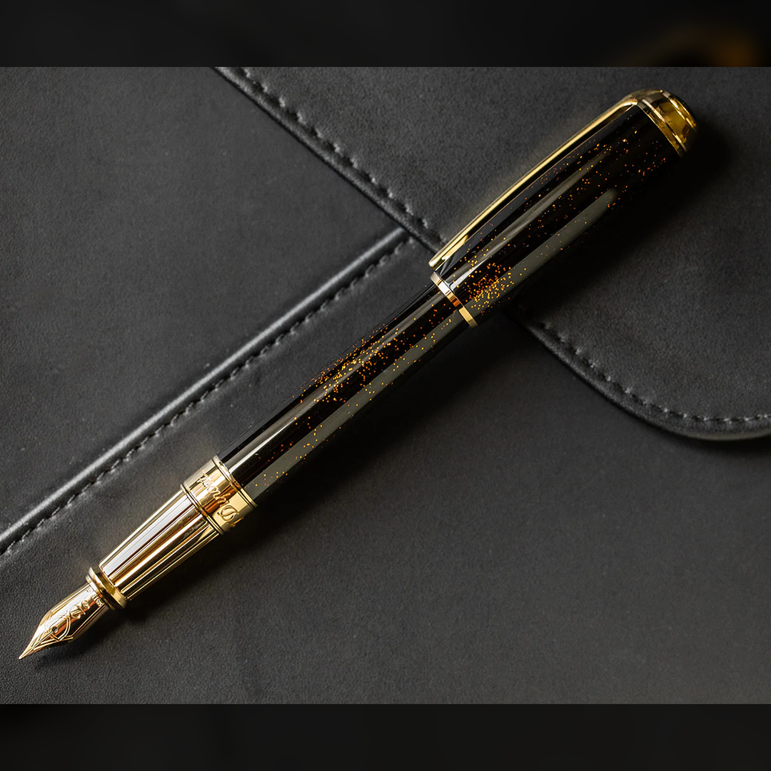 S.T. Dupont Line D Large Gold Dust Fountain Pen - Black