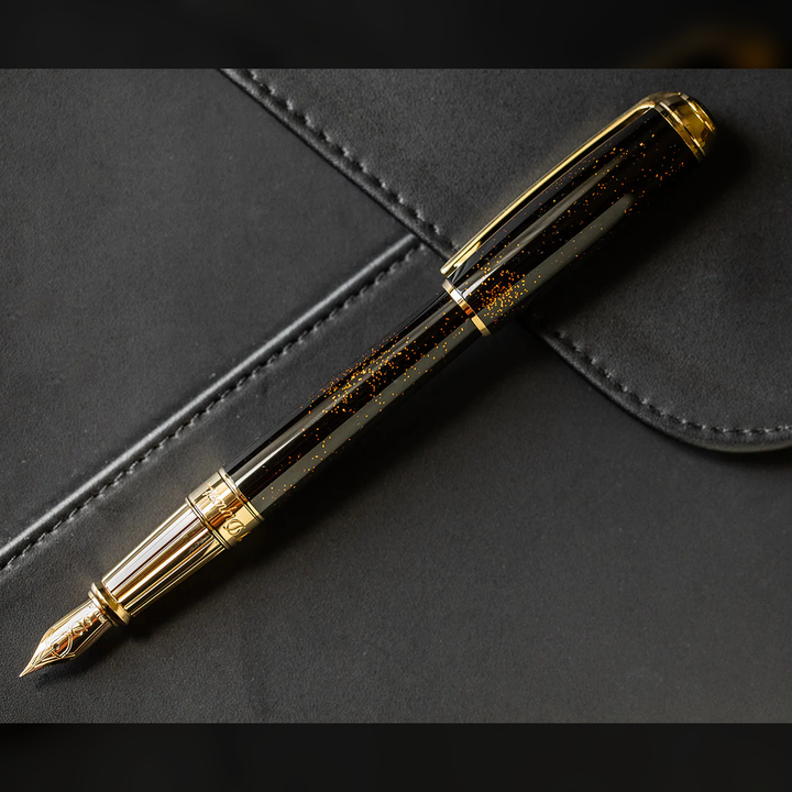 S.T. Dupont Line D Large Gold Dust Fountain Pen - Black