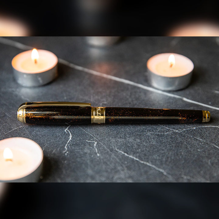 S.T. Dupont Line D Large Gold Dust Rollerball Pen - Black