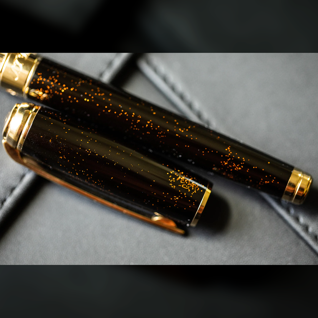 S.T. Dupont Line D Large Gold Dust Fountain Pen - Black