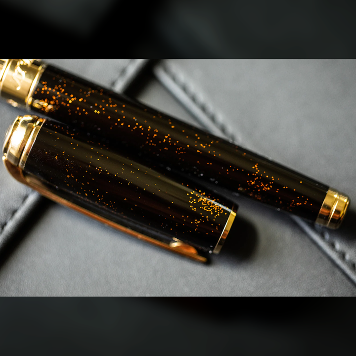 S.T. Dupont Line D Large Gold Dust Fountain Pen - Black