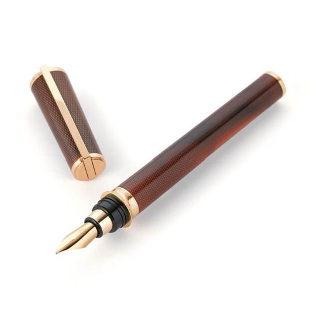 S.T. Dupont Montparnasse Chairman Honeycomb Guilloche Fountain Pen - Amber