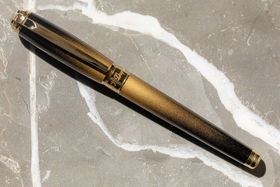 S.T. Dupont Line D Sunburst Fountain Pen - Black