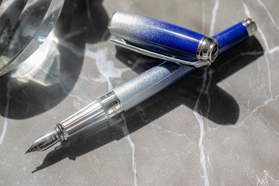 S.T. Dupont Line D Starburst Fountain Pen - Blue
