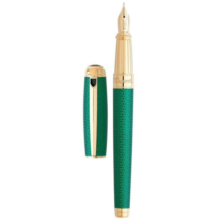 S.T. Dupont Line D Firehead Guilloche Fountain Pen - Emerald