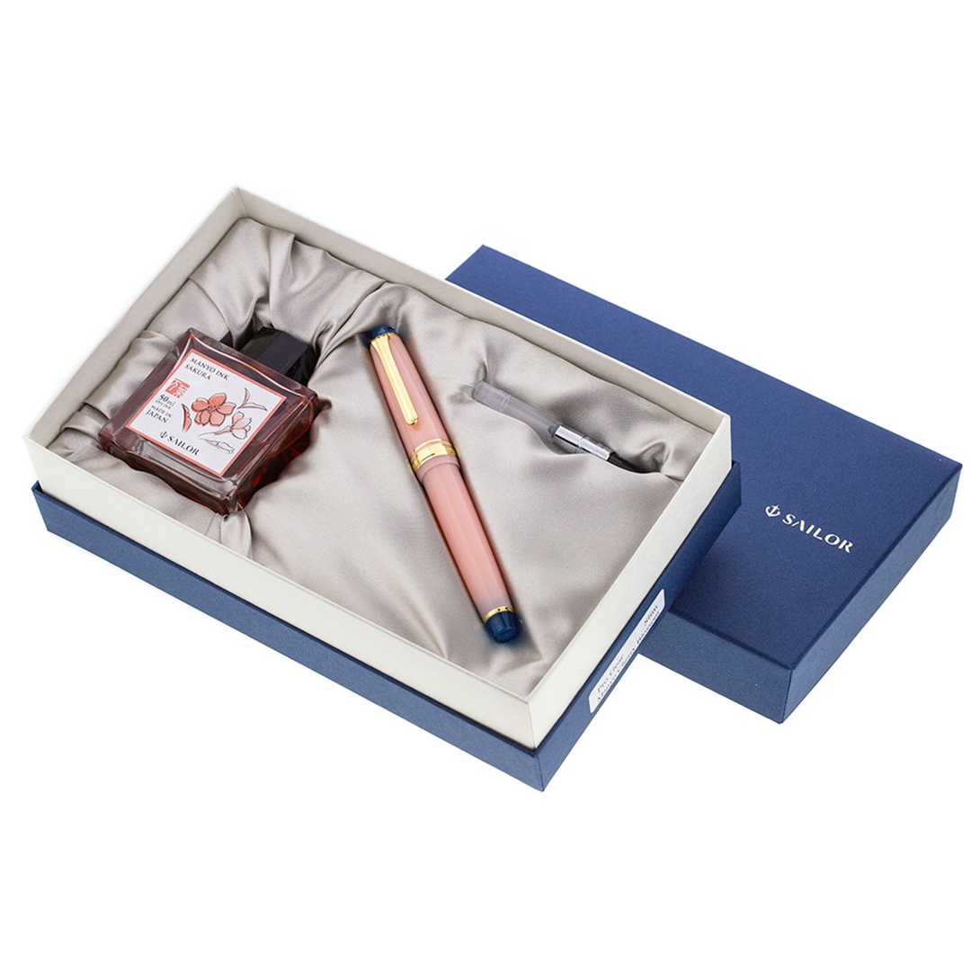 Sailor Pro Gear Slim Manyo Fountain Pen Set - Cherry Blossoms (Special Edition)