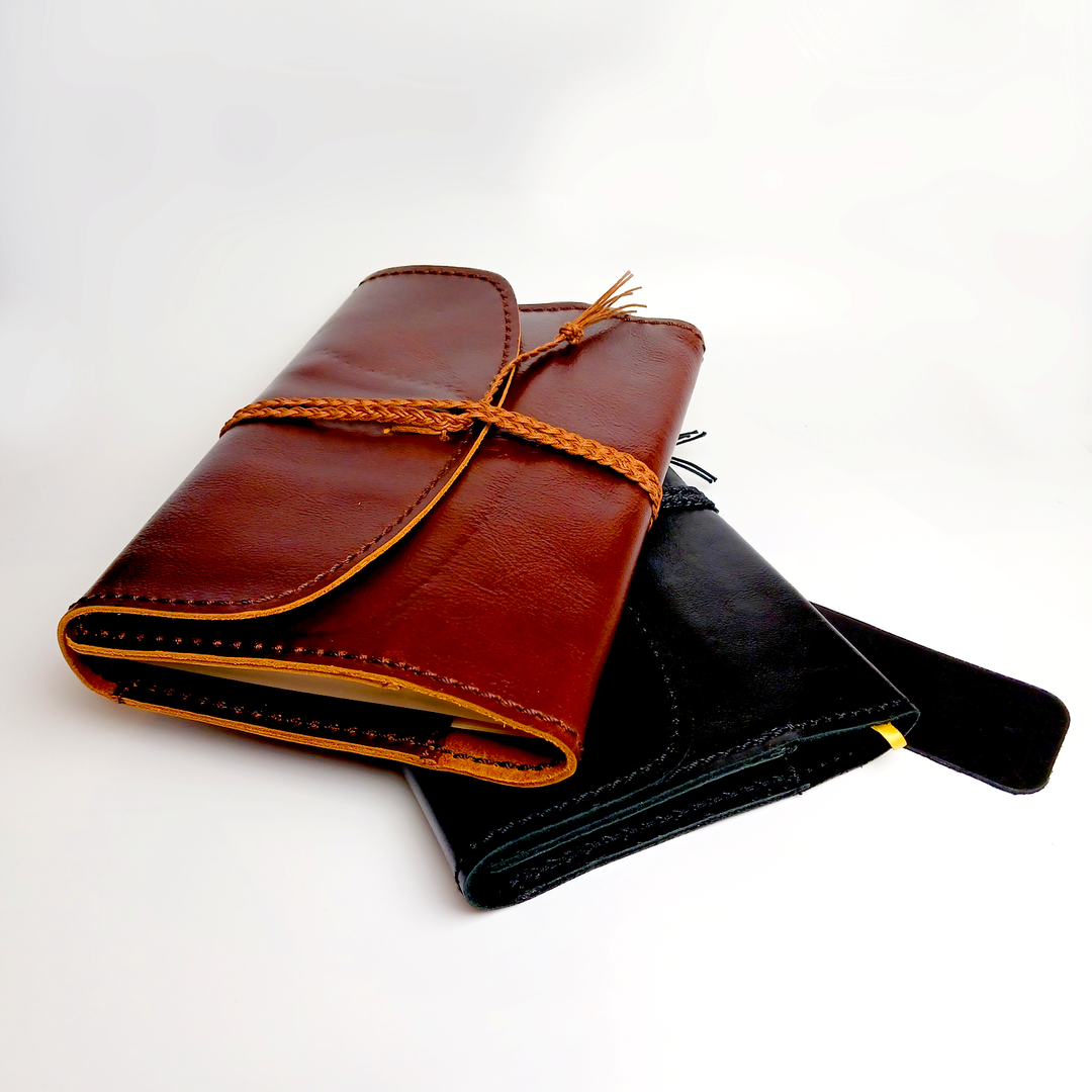 The Pleasure of Writing Leather Travel Journal with Tie and Bookmark