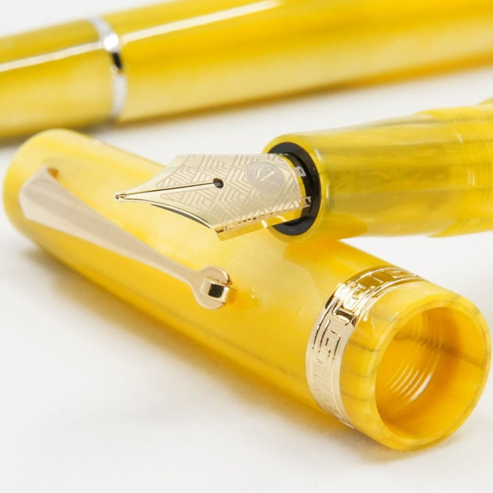 Armando Simoni Club Studio Yellow Pinnacle Fountain Pen - Rhodium Trim