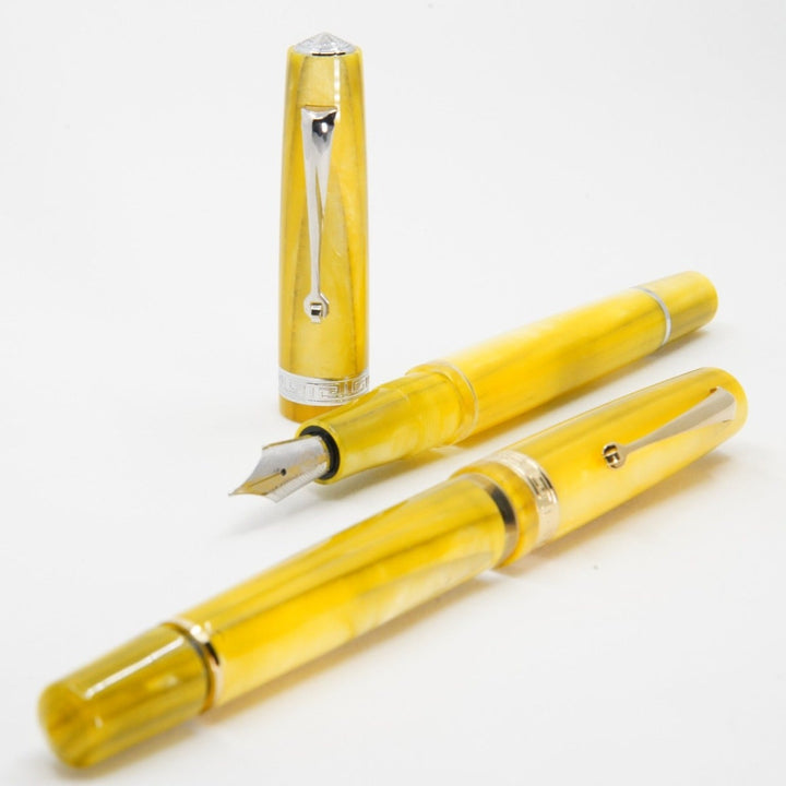 Armando Simoni Club Studio Yellow Pinnacle Fountain Pen - Rhodium Trim