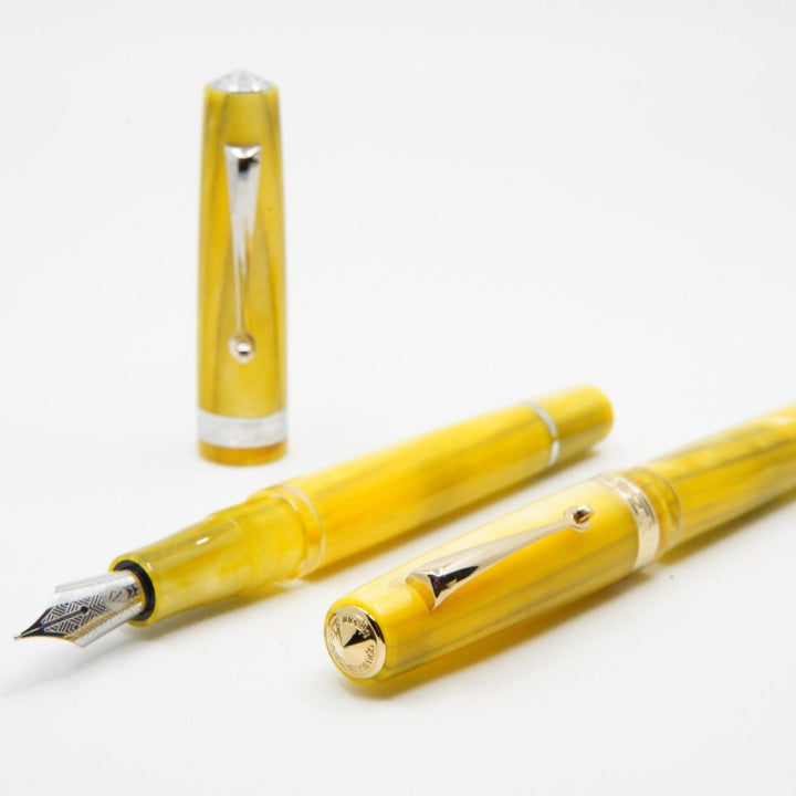 Armando Simoni Club Studio Yellow Pinnacle Fountain Pen - Rhodium Trim