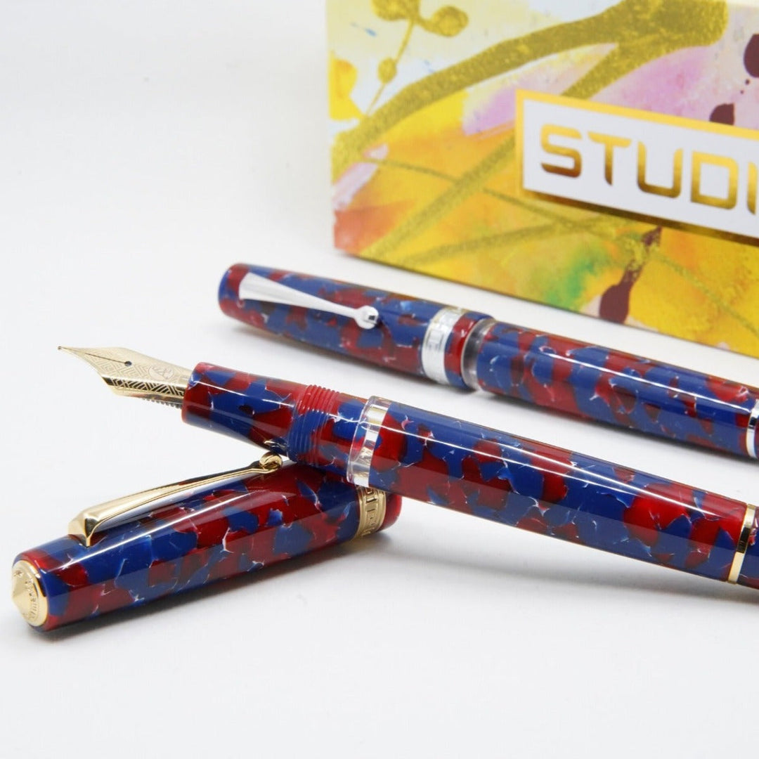 Armando Simoni Club Studio Blue Coral Fountain Pen - Ruthenium Trim