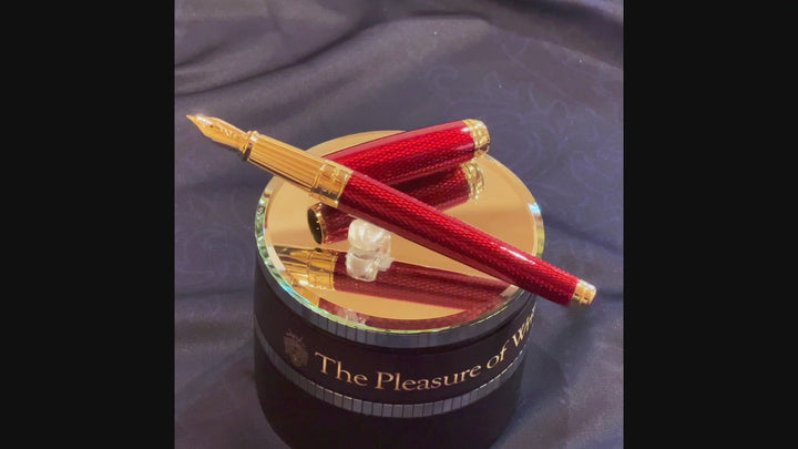 S.T. Dupont Diamond Guilloche Fountain Pen - Ruby