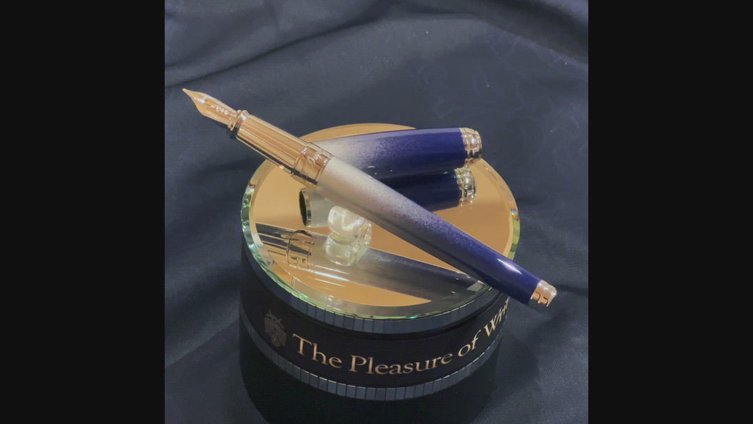 S.T. Dupont Line D Starburst Fountain Pen - Blue