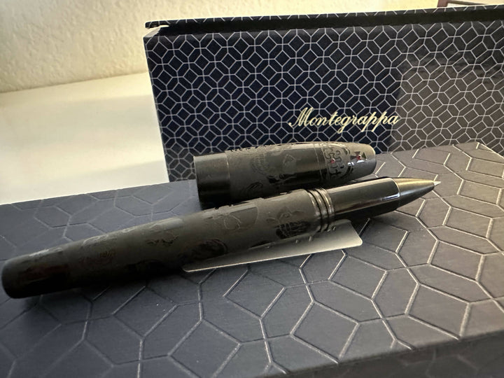 Montegrappa Fortuna Crowned Skull Metal Roller Black