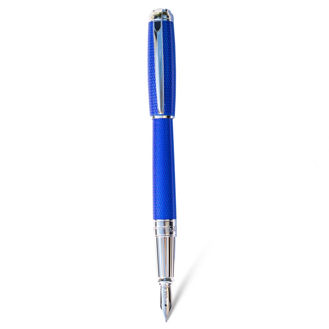 S.T. Dupont Diamond Guilloche Fountain Pen - Sapphire
