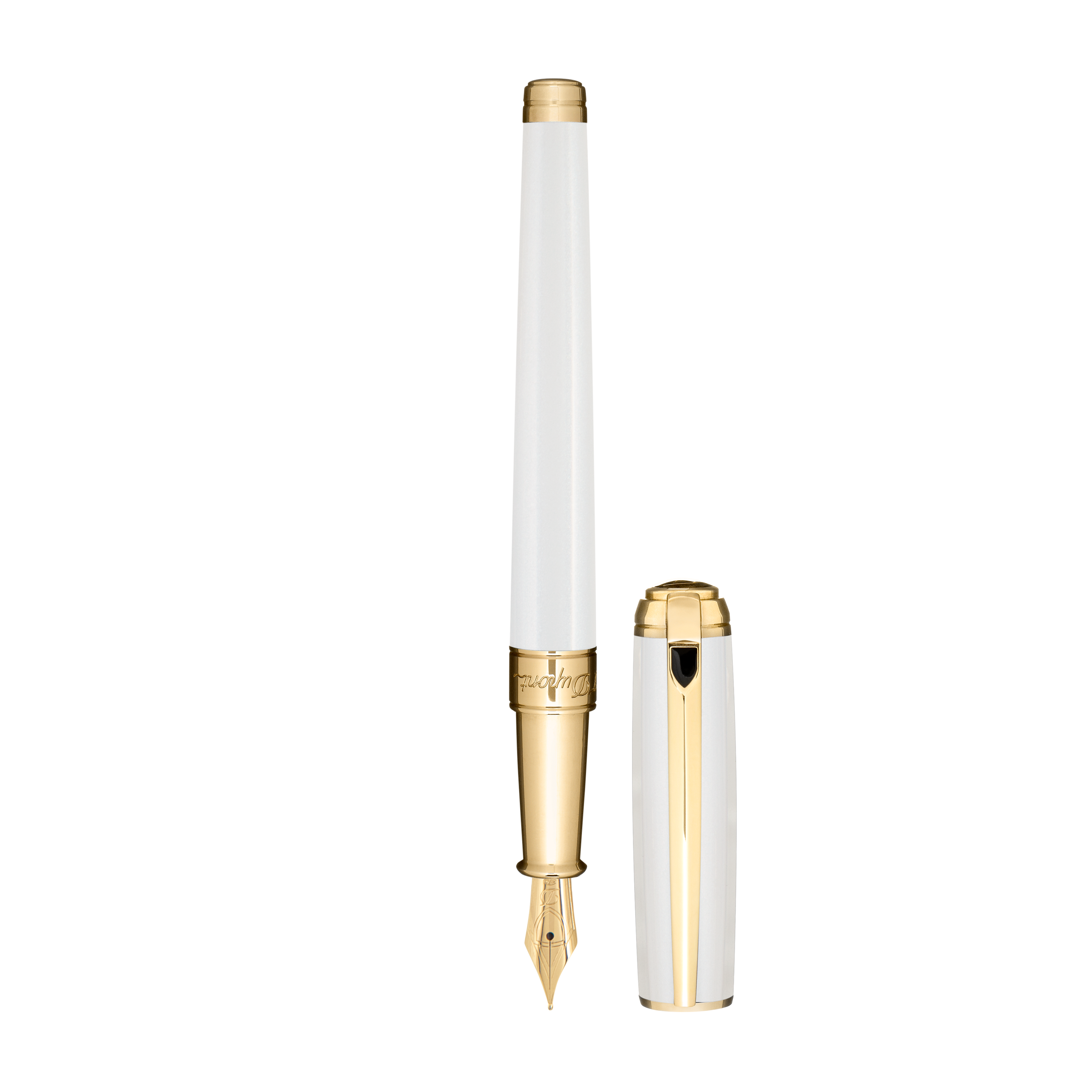 S.T. Dupont D-Line Medium Pearl White/ Gold Fountain Pen