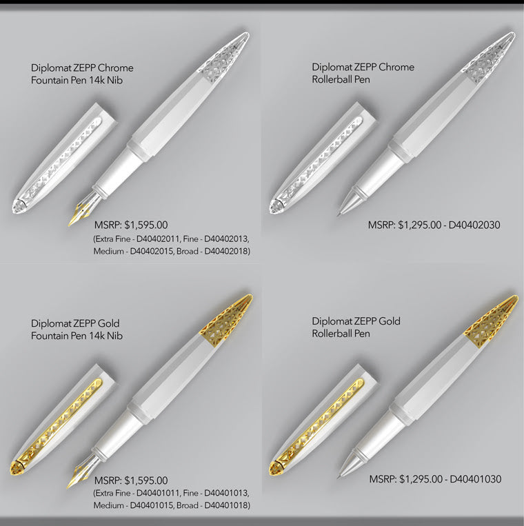 Diplomat Zepp 14K Fountain Pen - Gold