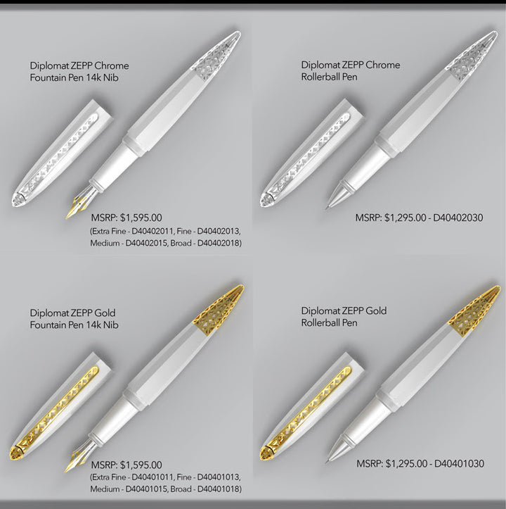 Diplomat Zepp 14K Fountain Pen - Gold