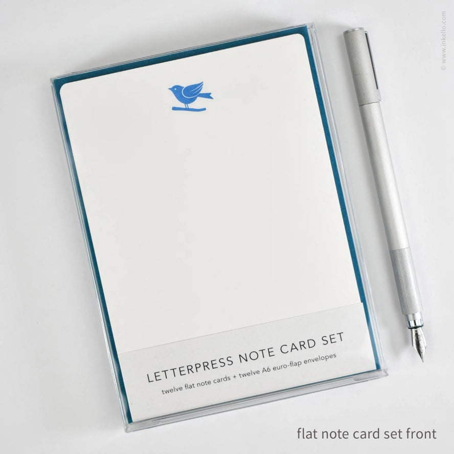 Flat Note Card Set with Bluebird – The Pleasure of Writing