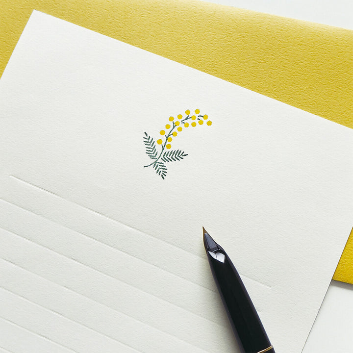 Japanese Letterpress Mimosa Writing Set