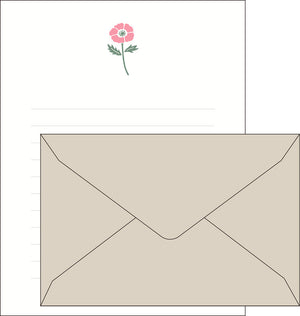 Japanese Letterpress Poppy Letter Set
