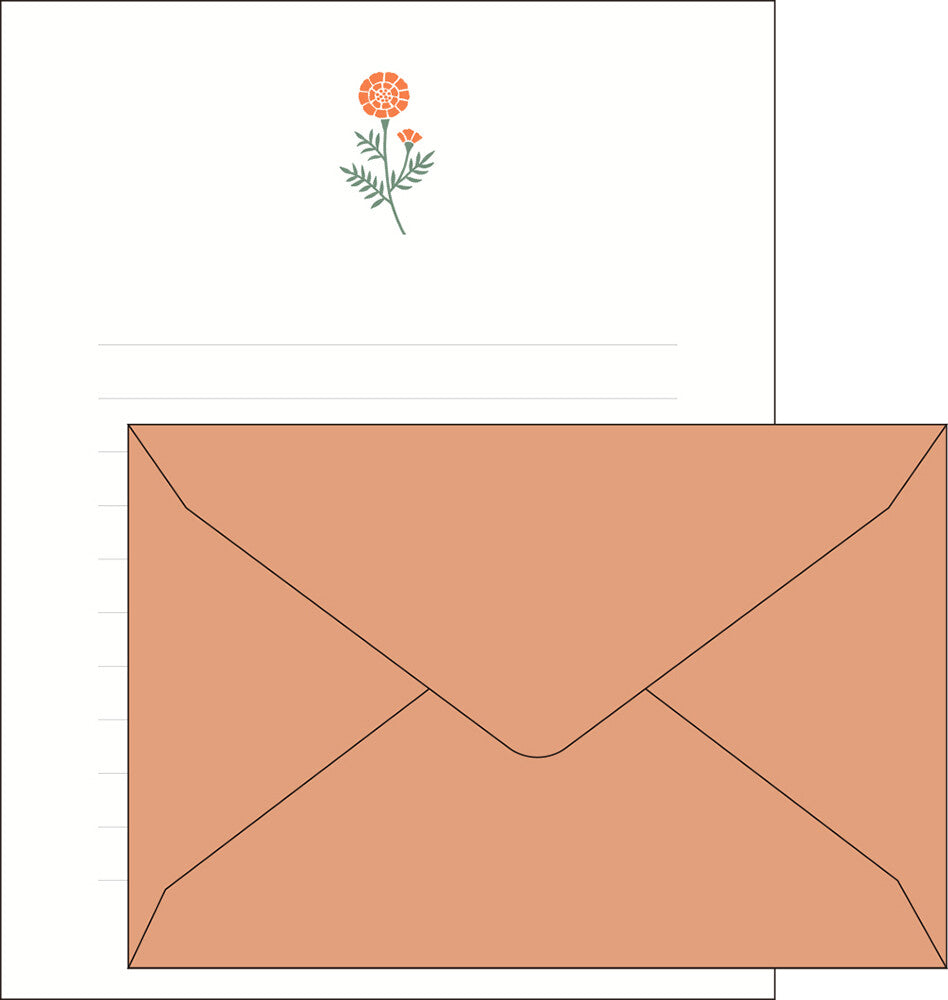 Japanese Letterpress Marigold Writing Set