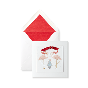 Smythson Of Bond Street Flamingoes Christmas Card 6" x 6"