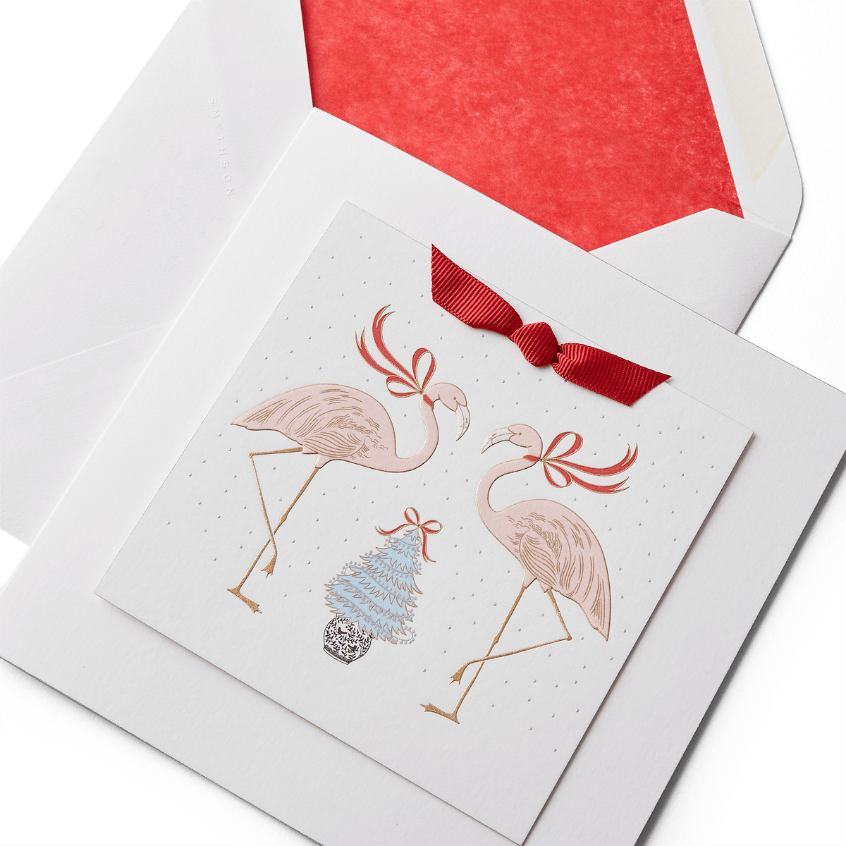 Smythson Flamingoes Christmas Card envelope