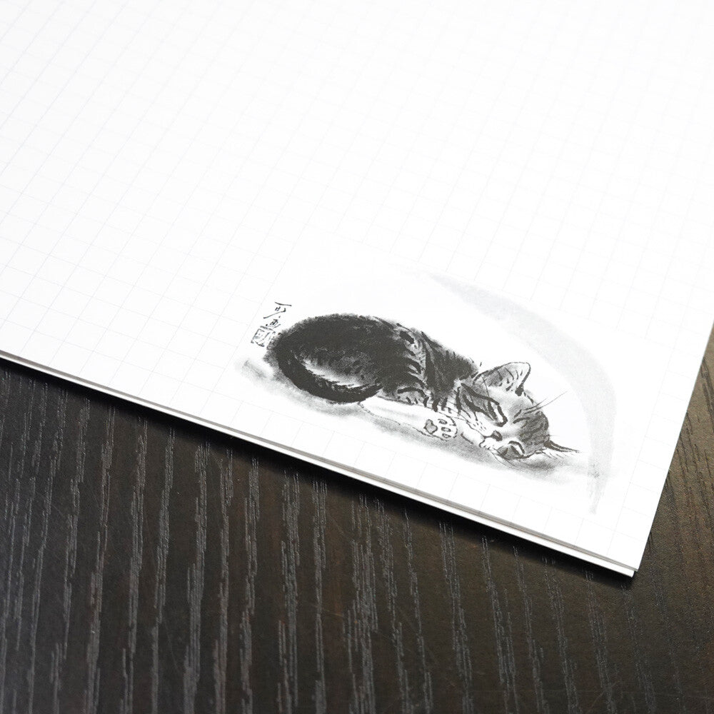 Minori Nakahama Sumi Painting Sleeping Cat A5 Grid Ring Notebook