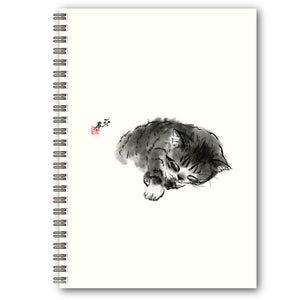 Minori Nakahama Sumi Painting Sleeping Cat A5 Blank Ring Notebook