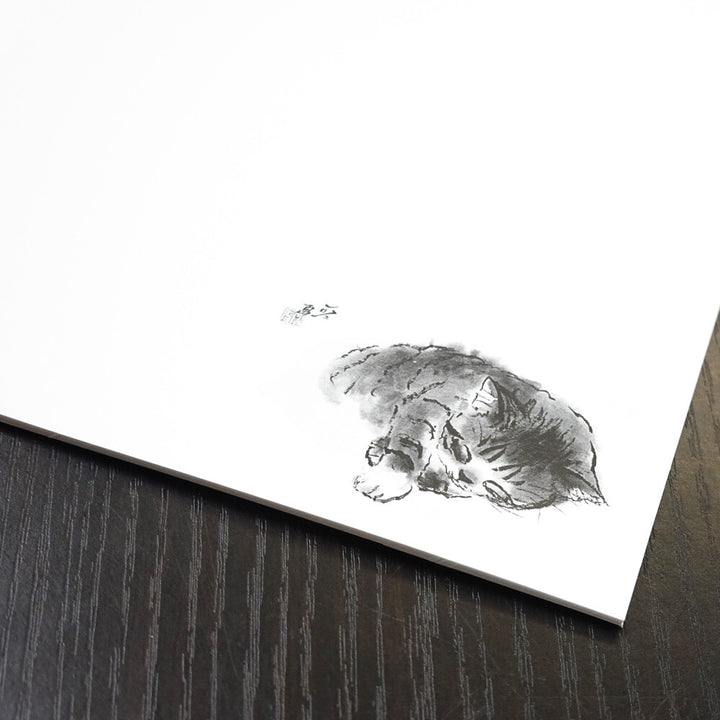 Minori Nakahama Sumi Painting Sleeping Cat A5 Blank Ring Notebook