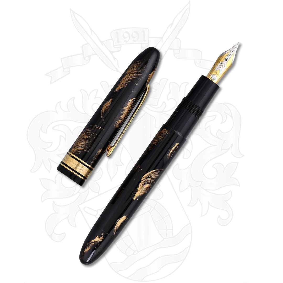 Omas Ogiva Black and Gold Maki-e Fountain Pen