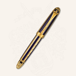 Michel Perchin Ribbed Blue & Gold Limited Edition Fountain Pen