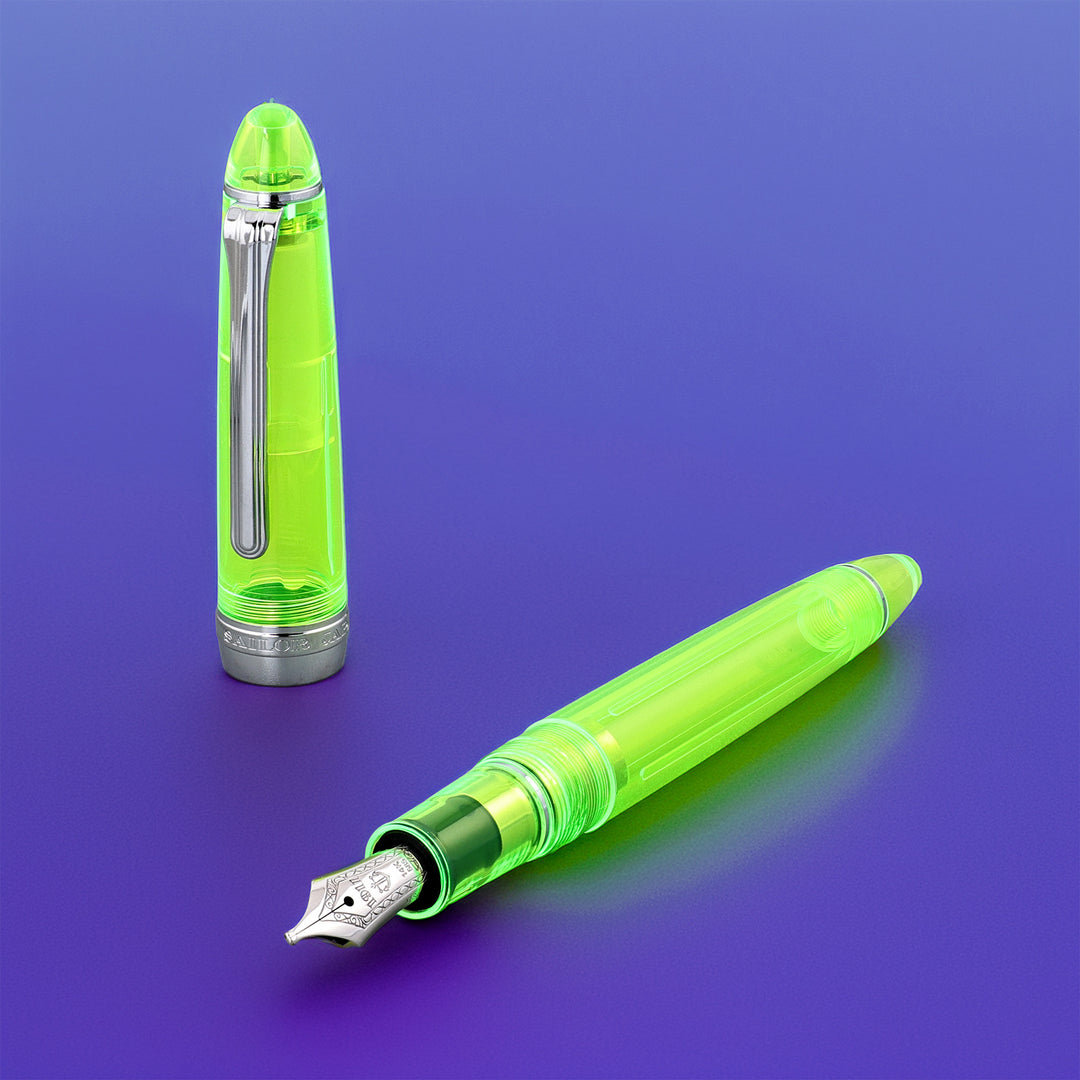 Sailor 1911S Highlighter Fountain Pen – Neon Green Limited Edition, 14K Gold MS Nib