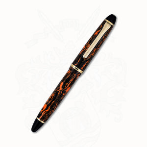 Hakase Celluloid Orange Marble Fountain Pen