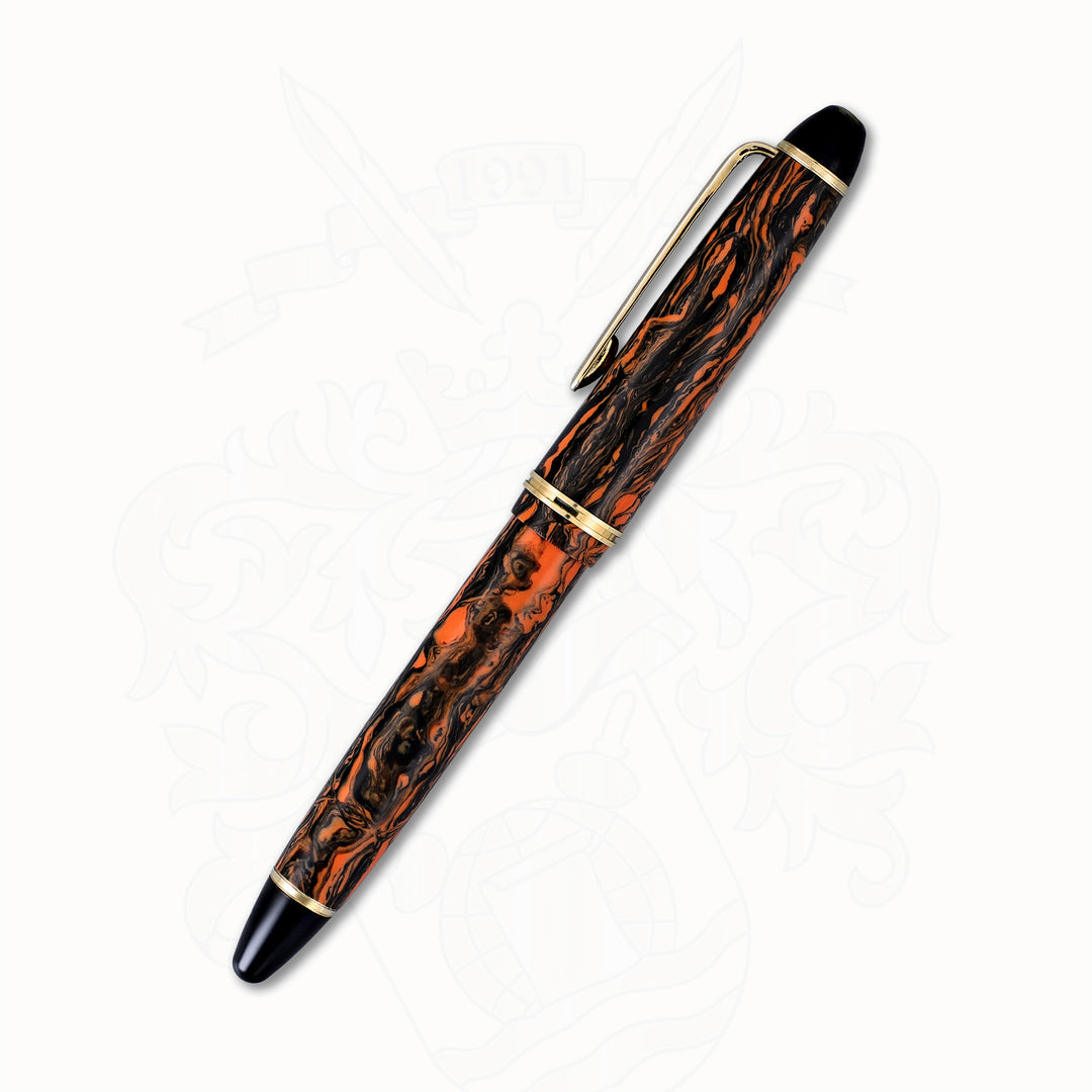Hakase Celluloid Orange Marble Fountain Pen