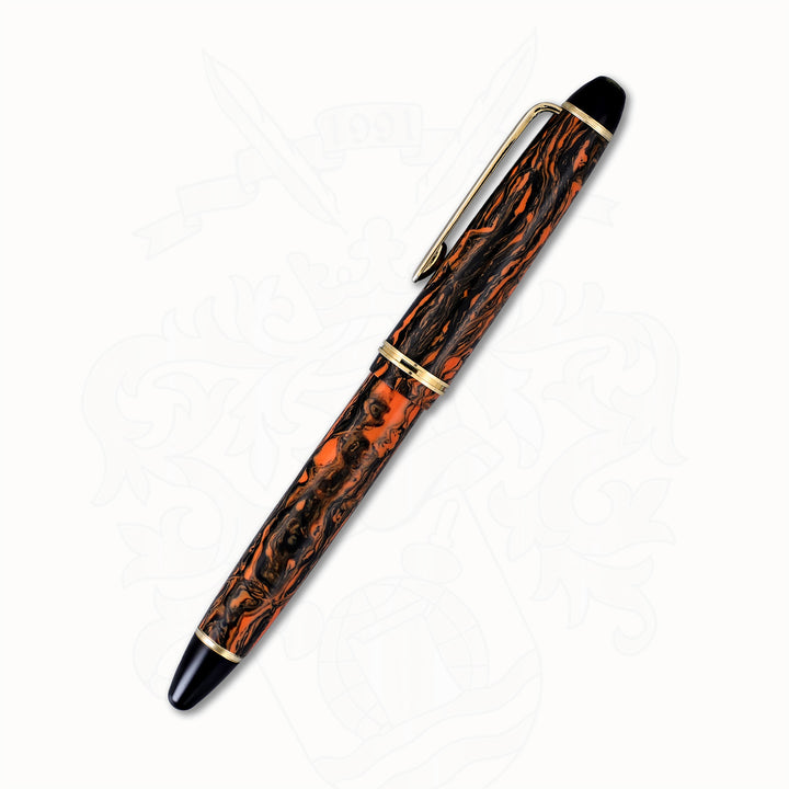 Hakase Celluloid Orange Marble Fountain Pen