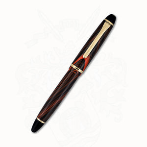 Hakase Ripple Red Celluloid Fountain Pen – 14K Gold Medium-Fine Nib
