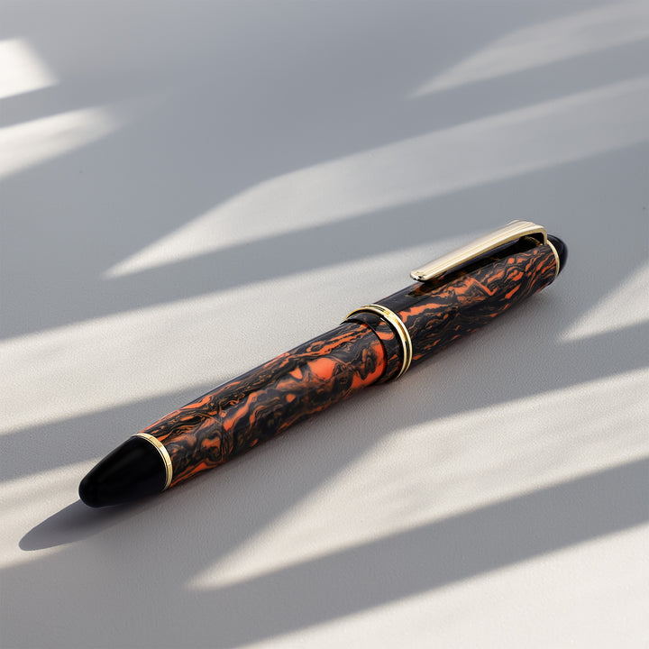 Hakase Celluloid Orange Marble Fountain Pen