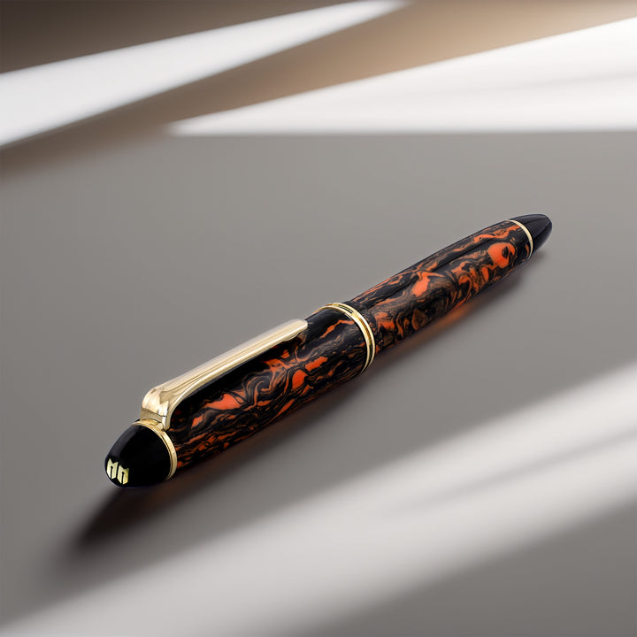 Hakase Celluloid Orange Marble Fountain Pen