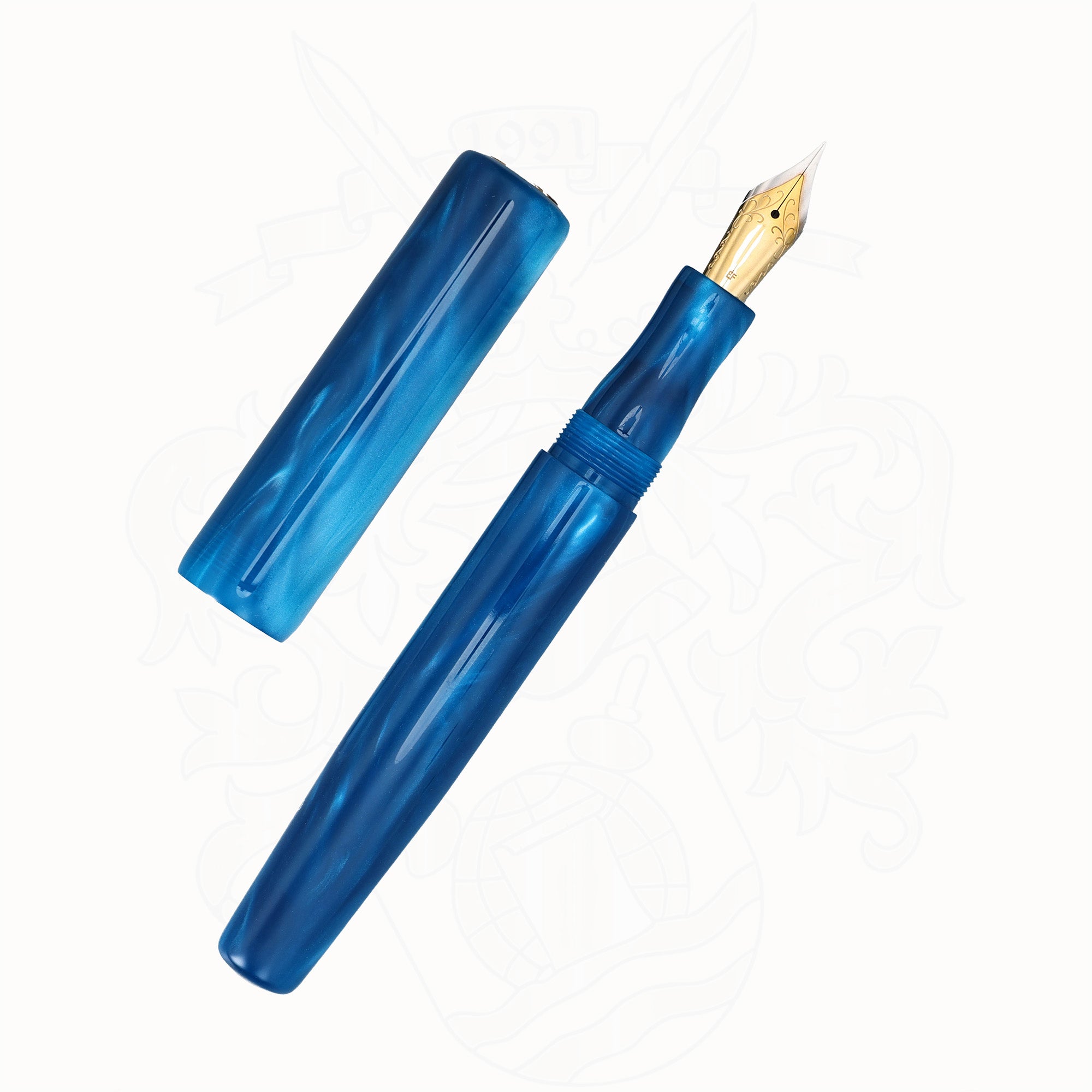Bexley, Classic Collection - Red Marbled with 18k Gold Stub Nib