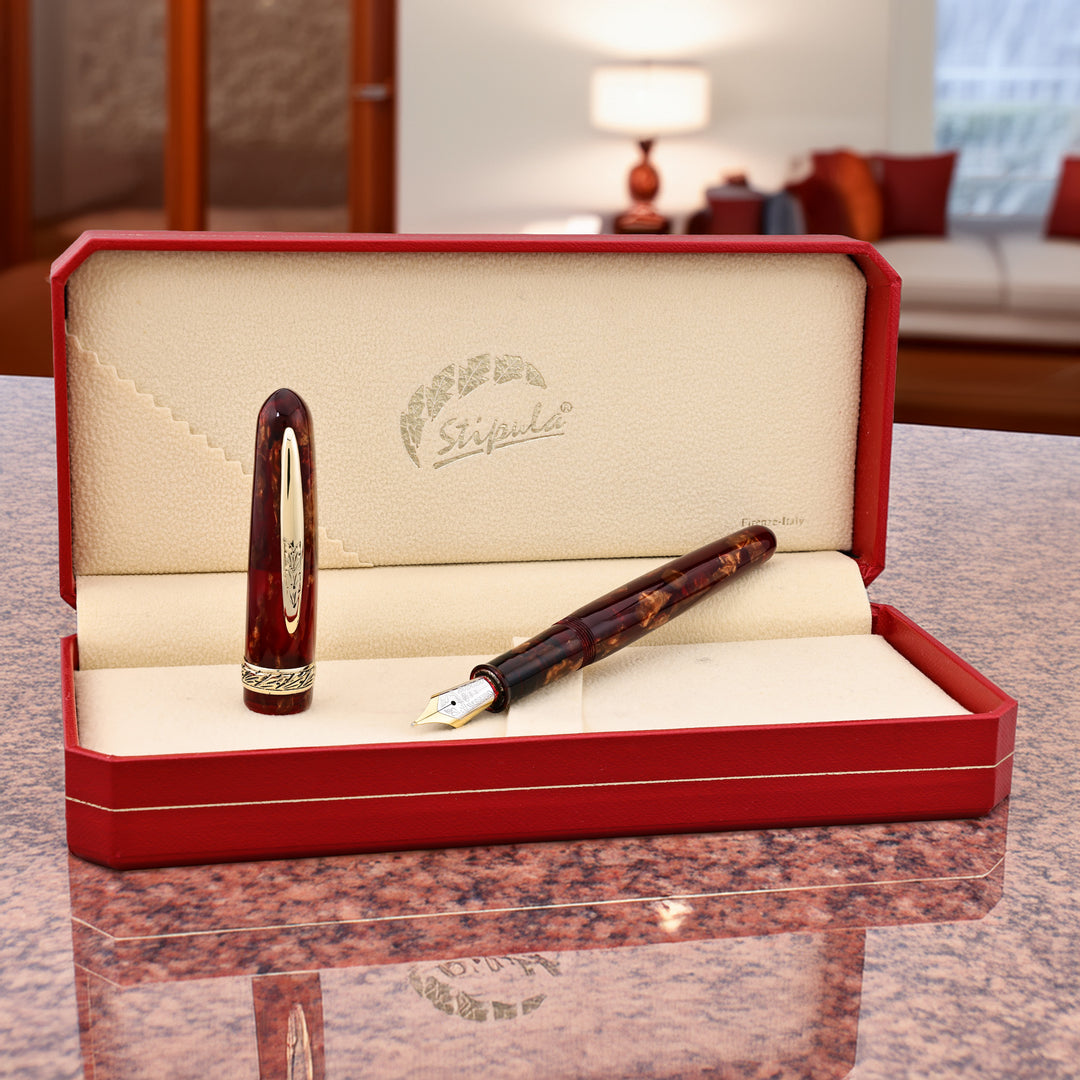 Stipula Etruria Amber and Gold Fountain Pen