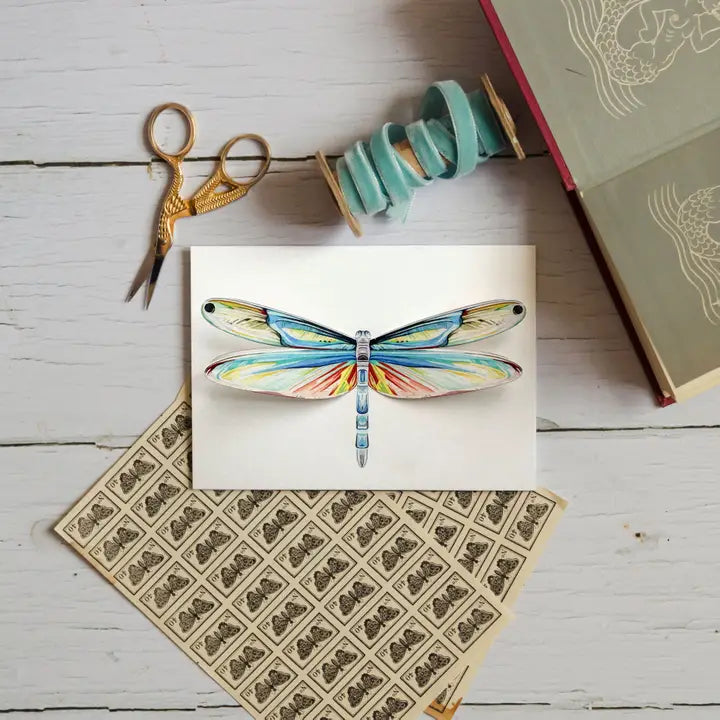 Dragonfly Pop Out Watercolour Greetings Card - 3D Greeting Card