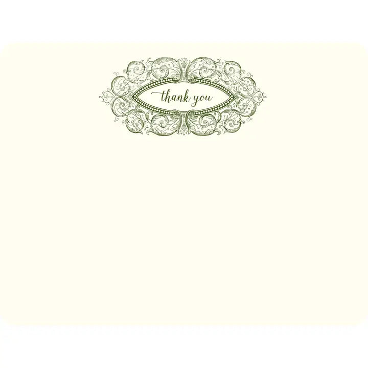 Thank you Cartouche Flat Note Card with Plain Envelope (10 ct)  A2 | Alexa Pulitzer