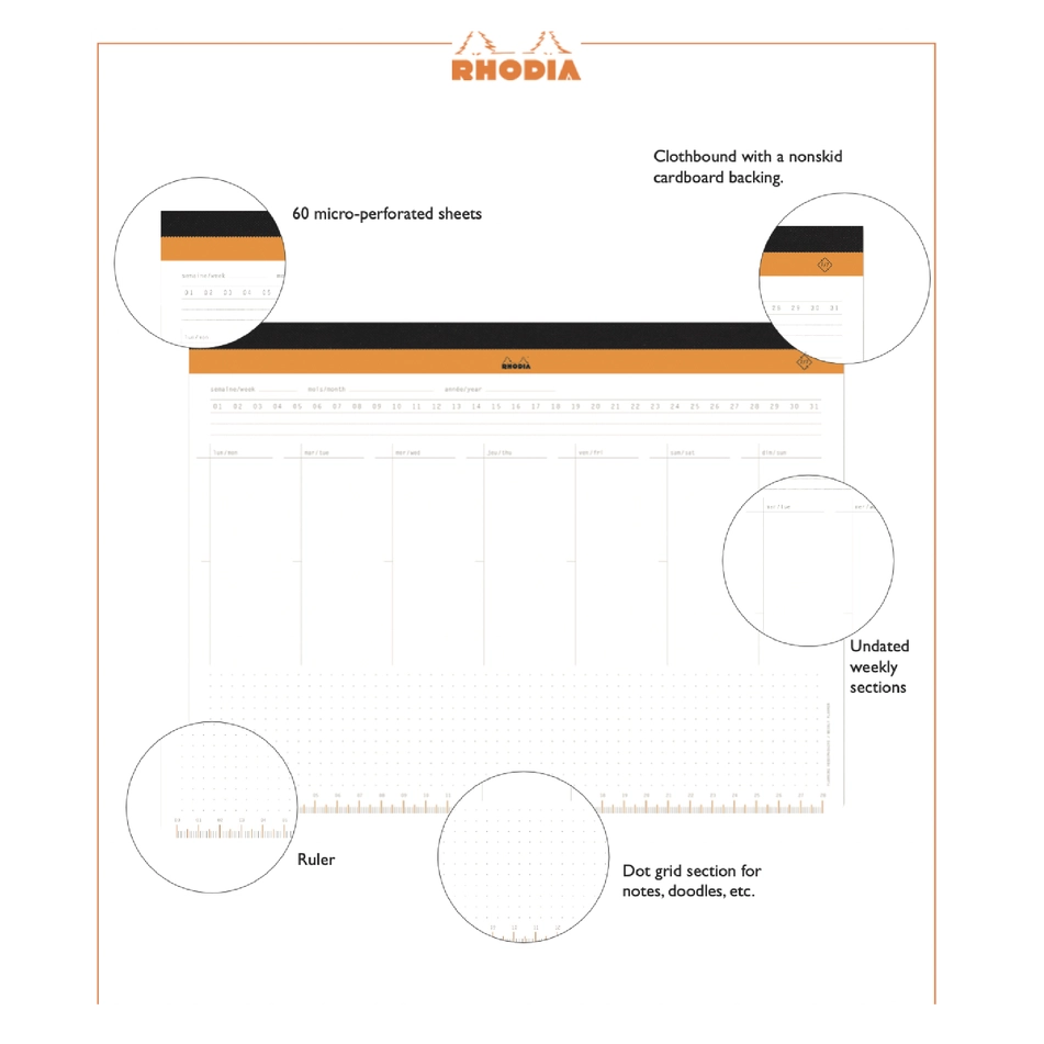 Rhodia Undated Weekly Desk Pad - 16.5" x 12.25"