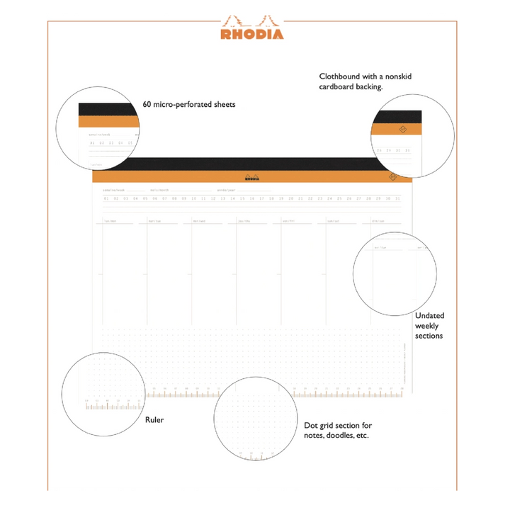 Rhodia Undated Weekly Desk Pad - 16.5" x 12.25"