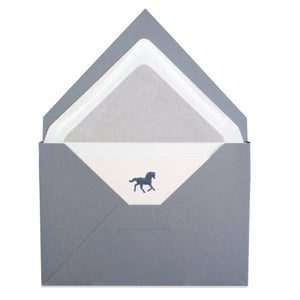 Original Crown Mill First Engraved Note Cards Pochette  - Grey Horse