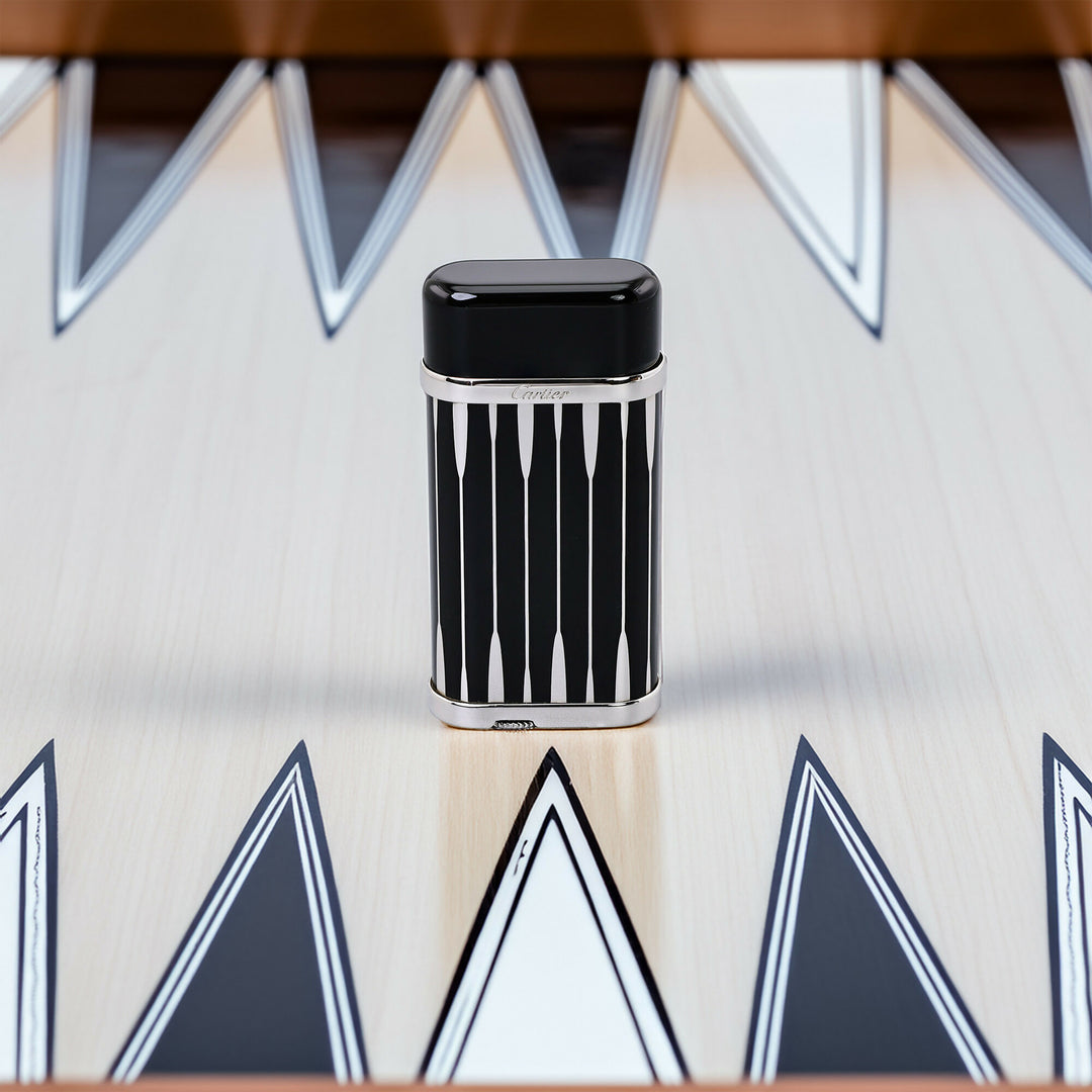 Cartier Godron Backgammon Black and Silver Lighter